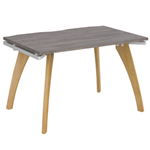 Fuze single desk with solid oak legs and grey oak-effect top