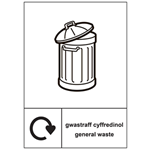 General Waste Sign in Welsh & English language