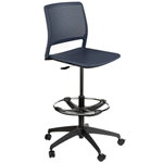 Grafton task stool with foot ring and five-star castor base - nordic