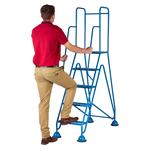 5-tread GS approved easy-glide steps with mesh treads, powder-coated blue