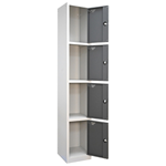 Hero flat-top 4-door metal locker with dark grey doors