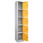 Hero 5-door flat-top metal locker with yellow doors