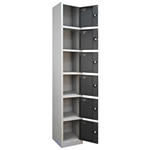 Hero flat-top metal locker with 6 dark grey doors