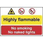 Highly Flammable, No Smoking, No Naked Light Sign Self Adhesive