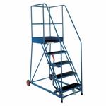 500kg Lever Braked Safety Steps 1143 to 3429mm Platform Heights, Punched Metal Treads