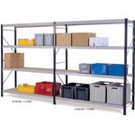 longspan shelving plus extension bay with 3 chipboard shelves
