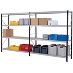 longspan shelving starter bay plus extension bay with 3 chipboard shelves