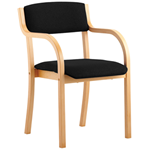 Madrid Wooden Frame Visitor Chair with Black Fabric Upholstery