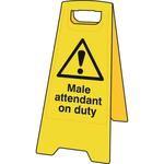 Male Attendant on Duty Yellow A-Board Floor Sign Stand