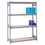 Medium Duty Widespan Shelving Starter Bay with 4 Chipboard Shelves