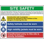 Multi-Purpose Site Safety Sign With 1 Warning, 2 Mandatory & 1 Prohibition Messages