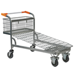 Nestable Cash & Carry Platform Truck with Integral Rear Basket