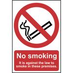 No Smoking. It Is Against The Law To Smoke In These Premises Sign
