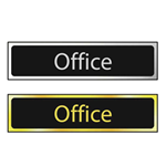 Office door signs in polished chrome and polished gold effect laminate - 50 x 200mm