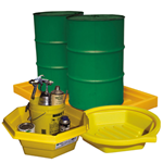 One and two-drum yellow polyethylene spill trays