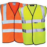 High-Visibility Vests in Fluorescent Orange and Yellow