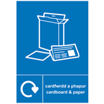 Cardboard & Paper Recycling Sign in English & Welsh language