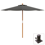 Large grey parasol with wooden pole and table fixing