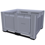 Grey solid plastic box pallet with 2 skids