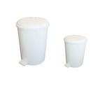 White plastic pedal bins