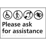 Please Ask For Assistance Braille Sign