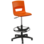 Postura+ Task Stool with chrome foot ring and tangerine fizz seat