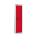 Probe single door metal locker with red door and grey carcass - 1.2m high