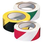 Hazard warning floor tape, green & white, yellow & black or red and white stripes