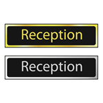 Reception door signs in polished gold or polished chrome effect laminate - 50 x 200mm