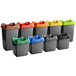 Waste Recycling Bins with Coloured Lids