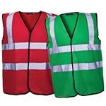 Red and green reflective vests