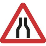 Road narrows both lanes triangular road traffic sign