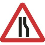 Road narrows right road sign