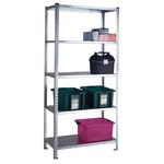 Galvanised shelving with 5 galvanised steel shelves