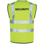 Hi Vis Yellow Vest with SECURITY printed on back
