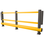 Pedestrian single polymer bumper barrier - safety yellow and grey