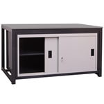Fully-welded workbench with laminate worktop