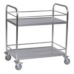 Stainless Steel Trolley with Retaining Bars and 2 Shelves