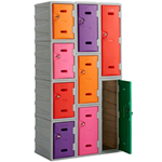 Durable plastic lockers in a range of colours