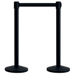 Two black barrier posts with 2.6 mere black retractable belt