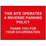 This Site Operates A Reverse Parking Policy Sign