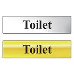 Toilet Mini Sign in Chrome and Gold, 200 x 50mm
