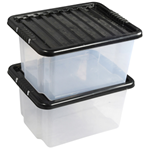 Topbox clear plastic storage boxes with black lids