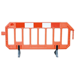 Traffic-line orange work barrier with reflective strips