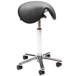 Treston ESD saddle stool with black faux leather seat