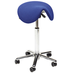 Treston saddle stool with blue fabric seat