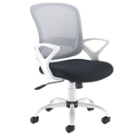 Tyler office chair with white frame, black padded seat and fixed arms