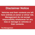 Disclaimer Notice - Vehicles and their contents are left here entirely at owner or driver risk. Management do not accept responsibility whatsoever for any loss or damage to vehicles or their contents