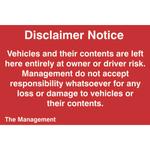 Disclaimer Notice - Vehicles and their contents are left here entirely at owner or driver risk