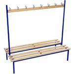 Benchura Evolve square frame double-sided changing room bench with upper coat rail